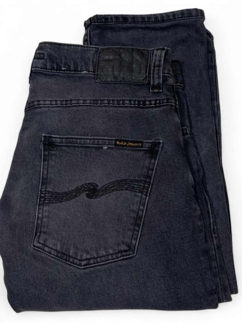 Nudie Jeans Grim Tim Dark Cove Black Slim Fit Jeans Mens Size W30 L29 Button Fly